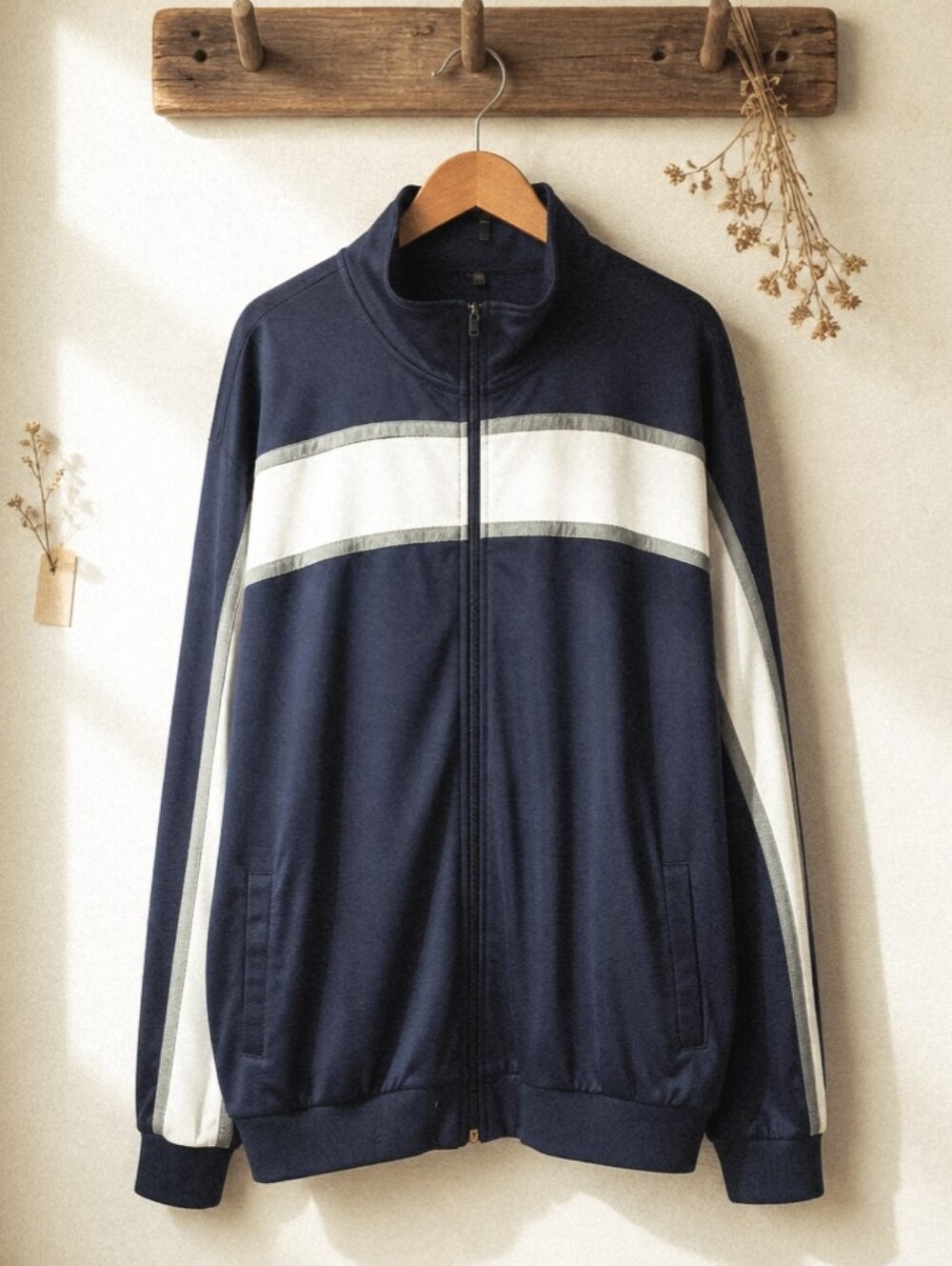 BCG Athletic Wear Blue With White / Gray Stripes Jacket Men's Size XXL